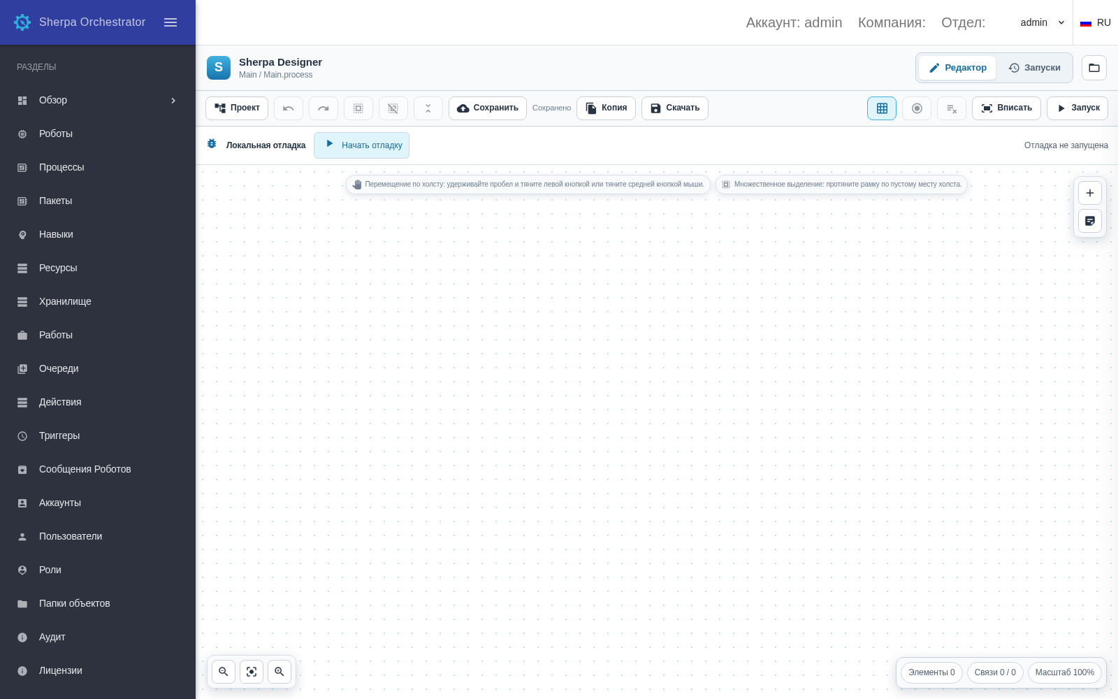 Área de trabajo del diseñador web